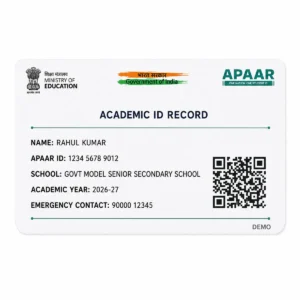 APAAR student PVC ID card reverse printing view