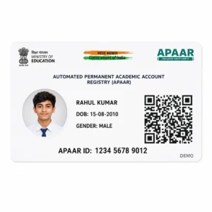 APAAR ID PVC Card Order Online Apply – clear wallet-size PVC print sample