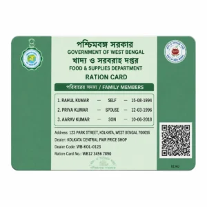 West Bengal ration PVC card reverse family member view