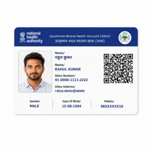 ABHA PVC Card Order Online – clear wallet-size PVC print sample