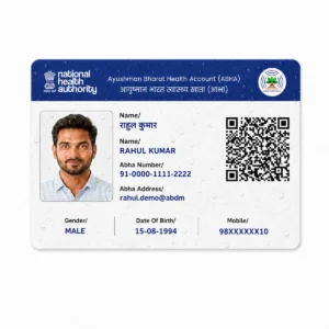 ABHA card PVC water-resistance view with consistent fictional information