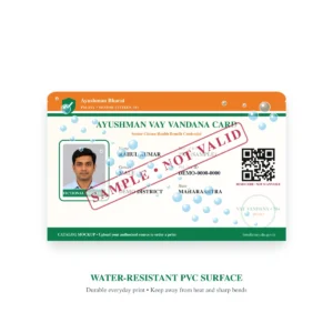 AYUSHMAN VAY VANDANA CARD water-resistant PVC surface sample