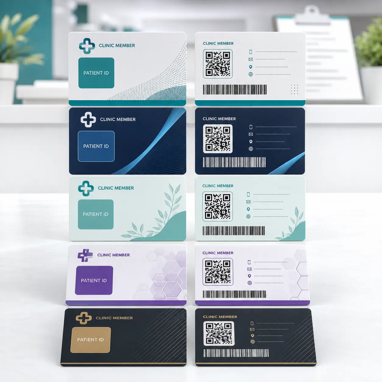 PVC patient ID and clinic membership card design options