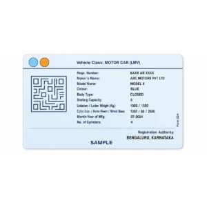 karnataka rc pvc card reverse printing sample with fictional details