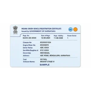 karnataka rc pvc card front printing sample