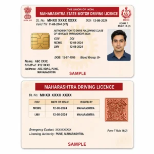 maharashtra driving licence pvc card front and reverse print examples