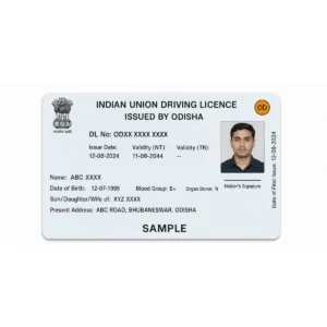 odisha driving licence pvc card front printing sample