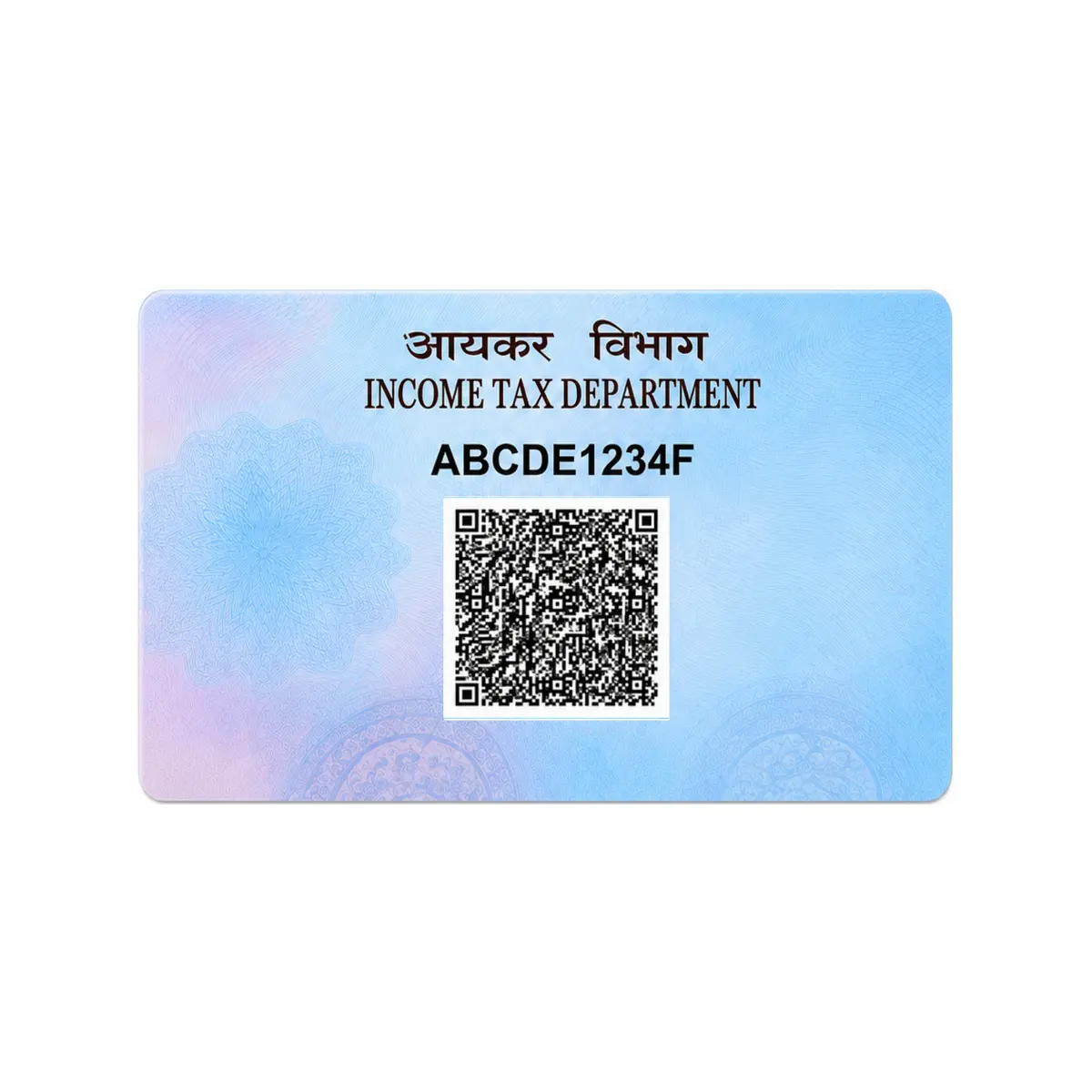 Straight PAN card PVC reverse with dummy PAN and decorative nonfunctional QR