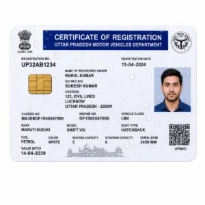 UP Vehicle RC PVC Card water-resistance view with consistent fictional details
