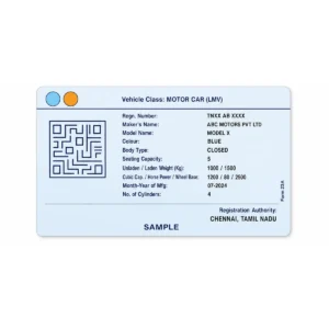 tamil nadu rc pvc card reverse printing sample with fictional details