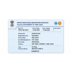 tamil nadu rc pvc card front printing sample