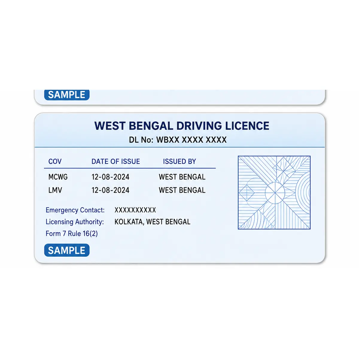 west bengal driving licence pvc card print example 2