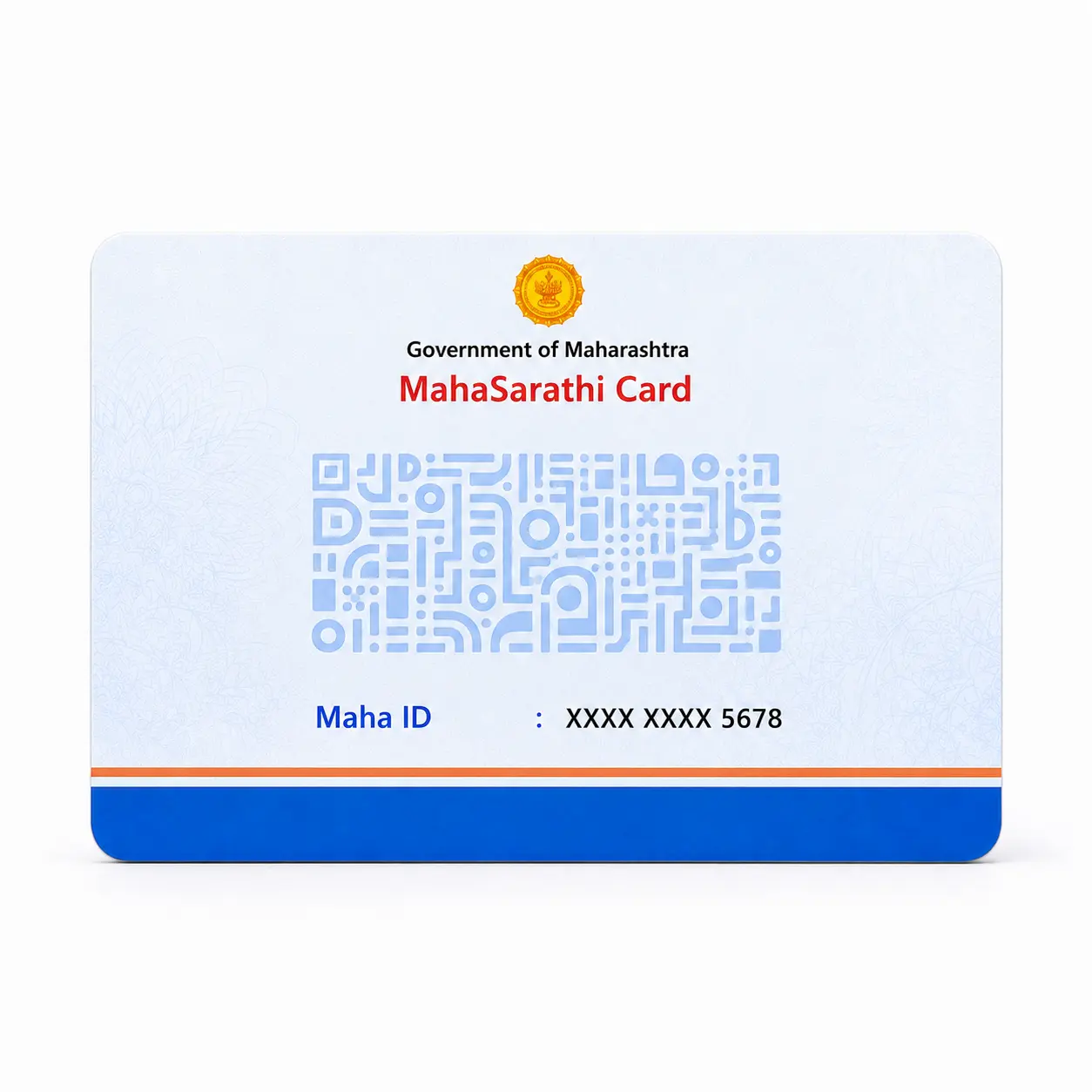 MahaSarathi Maha ID PVC card reverse with decorative nonfunctional code