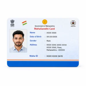 MahaSarathi Maha ID PVC card front view with masked fictional details
